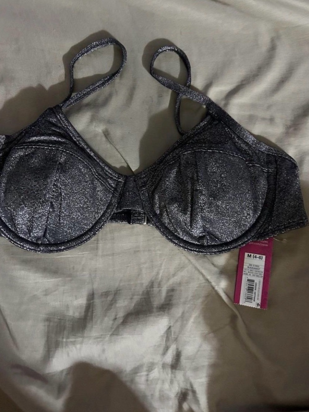 Shade and Shore metallic black bikini top